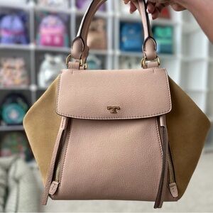 Tory Burch Half Moon Mixed Materials Satchel, NWT